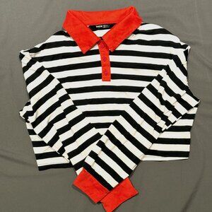 Collared Long Sleeve Crop Top
